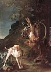 Dog Canvas Paintings - Game Still-Life with Hunting Dog
